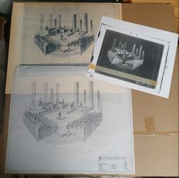 CBS Television Studio Original Pencil Set Design Stage Performing Set #1 1970's 

Original Pencil  Set Design on Trace Paper from 1970's