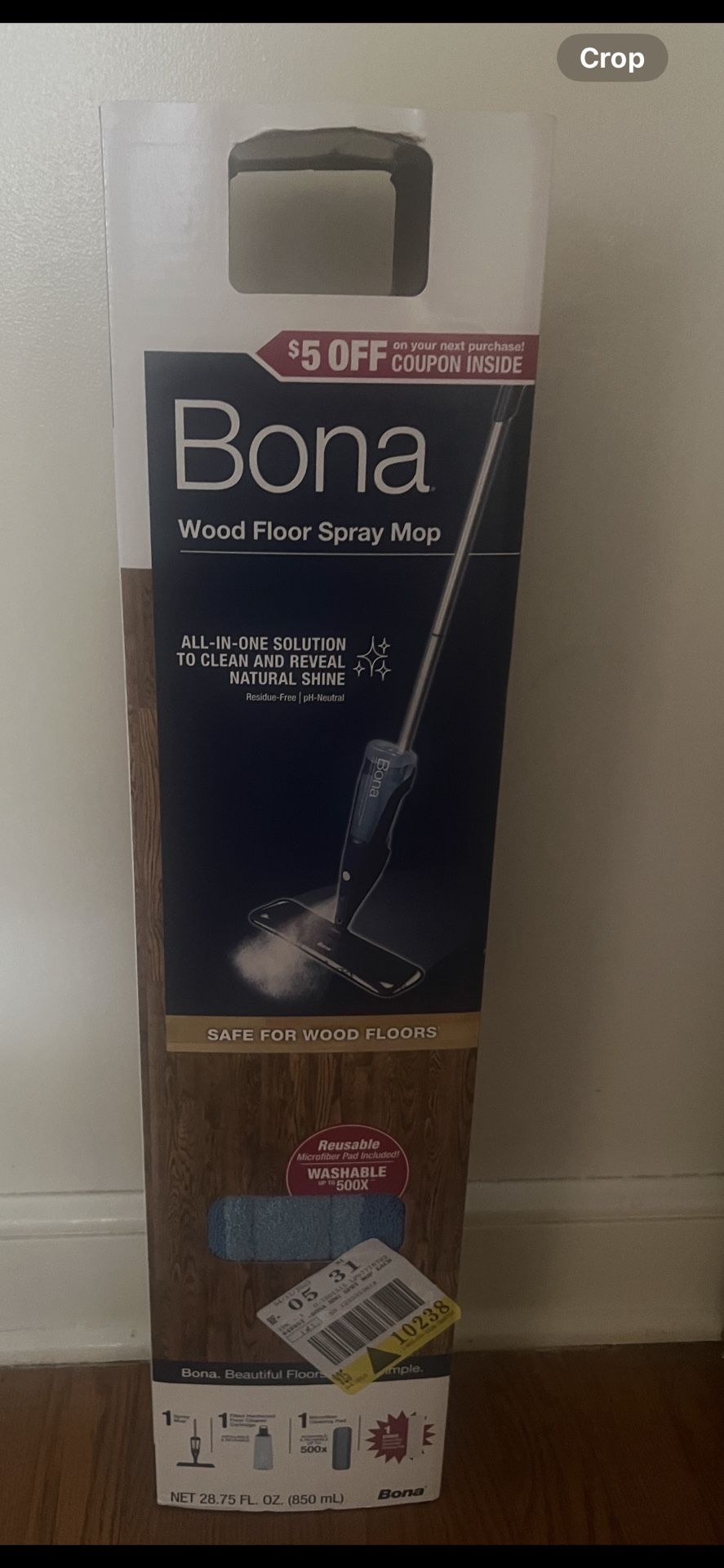 Bona Spray Mop for Hardwood Floors, with Refillable Cartridge & Washable Microfiber Pad
