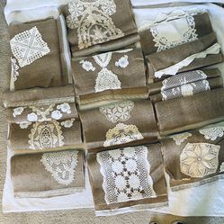 Burlap And Doilie Table Runners