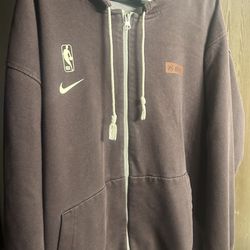 Nike Mens Atlanta Hawks Standard Issue Dri Fit Hoodie Brown 2XL Full Zip