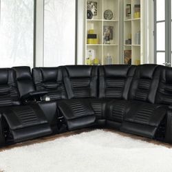 New 7-piece Recliner Sectional Sofa With Three Power Recliners And Three Power Headrests
