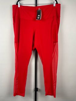 Adidas Ivy Park Womens Red Mesh Panel High Rise Leggings Tights HH9732 4X