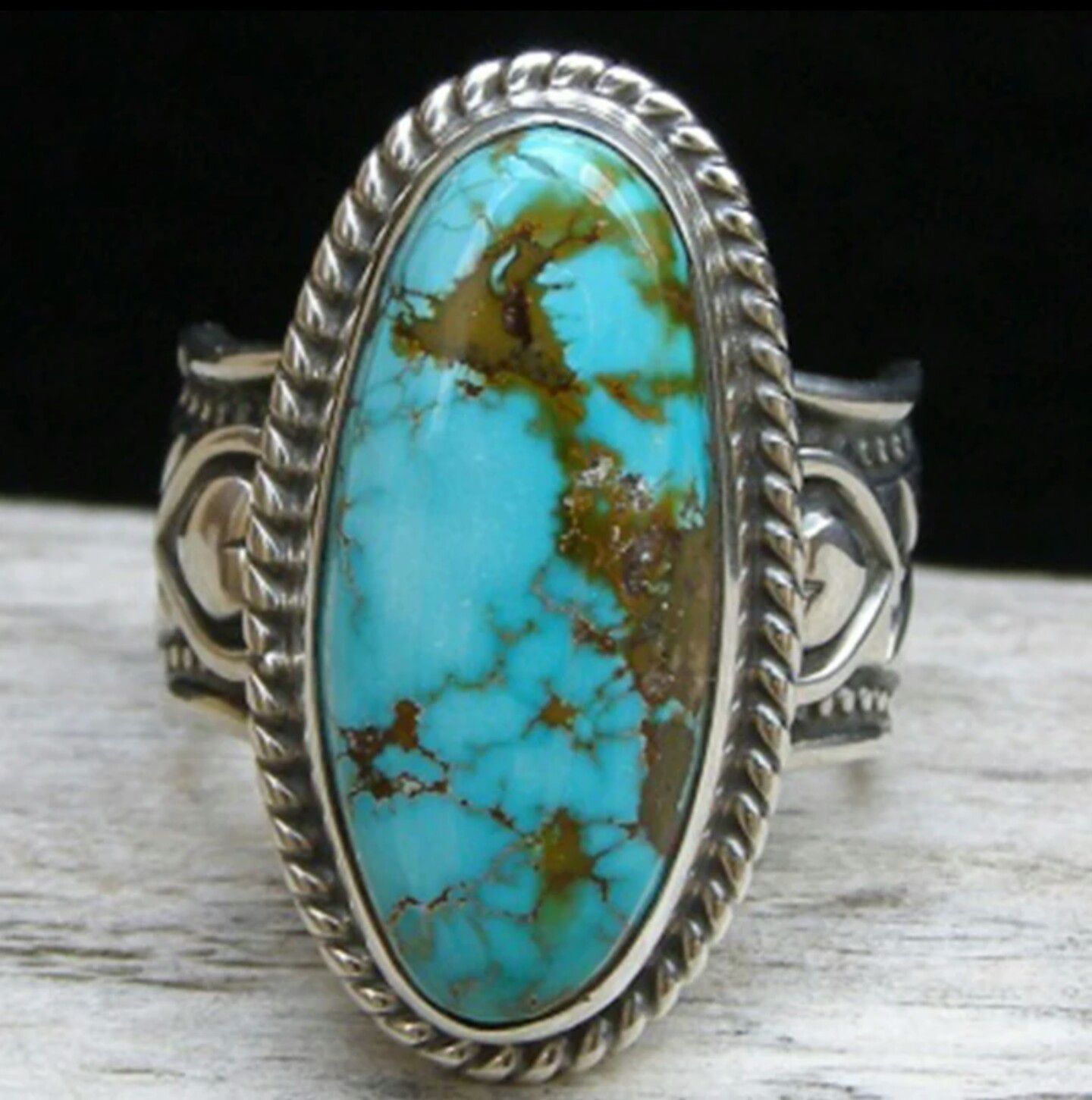 Tibetan Silver Bohemian Style Turquoise Stone Ring