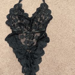 New Small Black Lace Bodysuit Lingerie Stretchy 