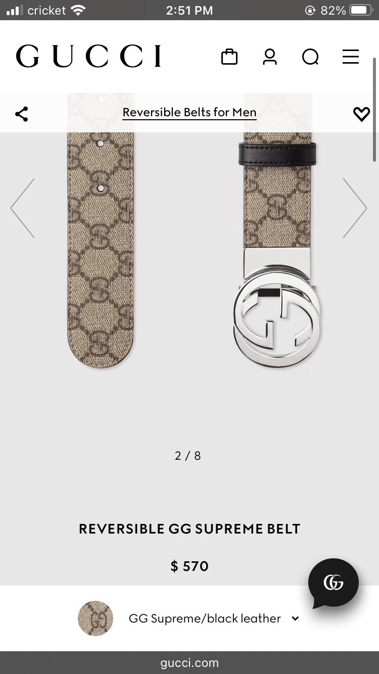 Gucci Belt Reversible GG Supreme Belt (size 30)