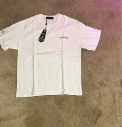 White multi color cross chrome tee
