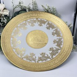 Vintage Baroque Centerpiece Bowl Roseport Bavaria Porcelain – Heavy Gold Gilded 13” x 3”