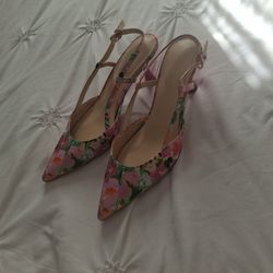 Pink Flower Low Heels