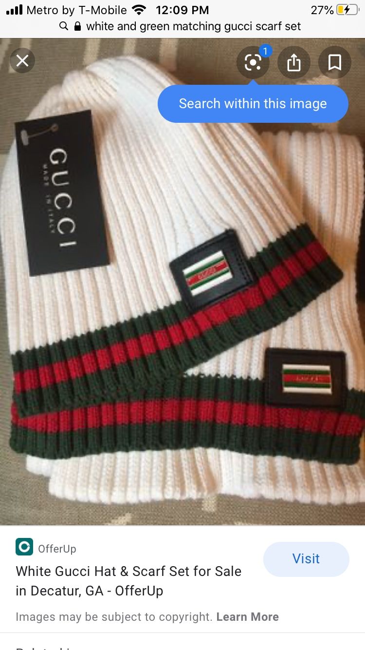 BrandNew Matching Gucci Scarf An Beanie Set
