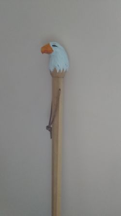 Hand carved American eagle walking/hiking stick
