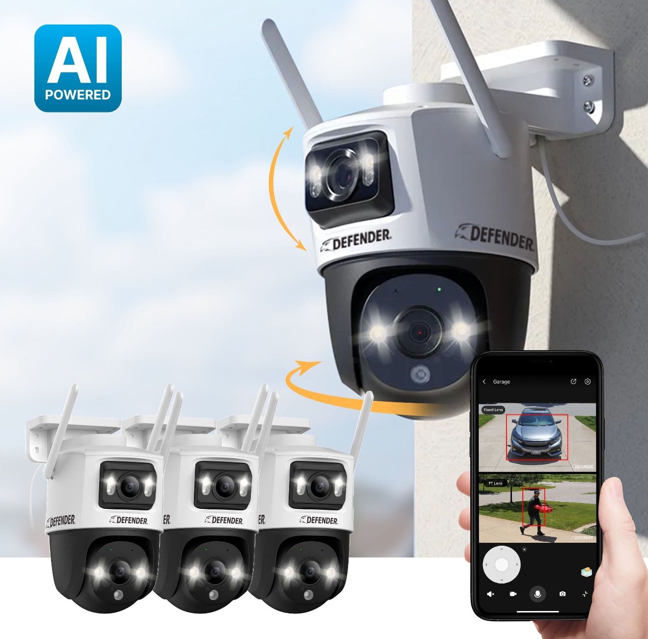 AI Security Camera – 3K Dual Lens, PTZ, Wi-Fi 6, Color Night Vision
