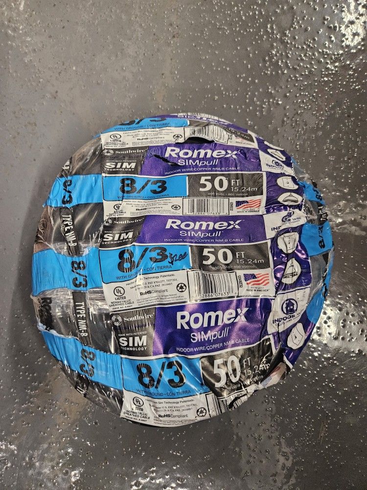 Southwire
50 ft. 8/3 Stranded Romex SIMpull CU NM-B W/G Wire