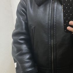 Black color leather Jacket 