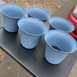 5 Plant Pot Of Sedona 12 In Slate Blue Plastic Pots 
