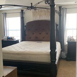 King sized bed, 2 nightstands *mattress and box included*