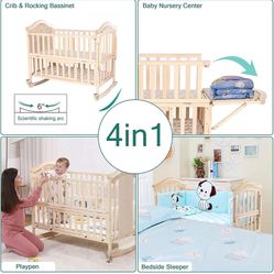 4-in-1 Convertible Baby Crib + Mattress (like New)