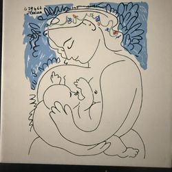 Picasso Vintage Ceramic Tile " Mother And Child " 1963