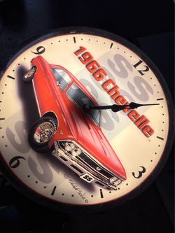 GM 1966 Chevelle SS Analog Round Wall Clock Plug-In Electric Arabic Numerals