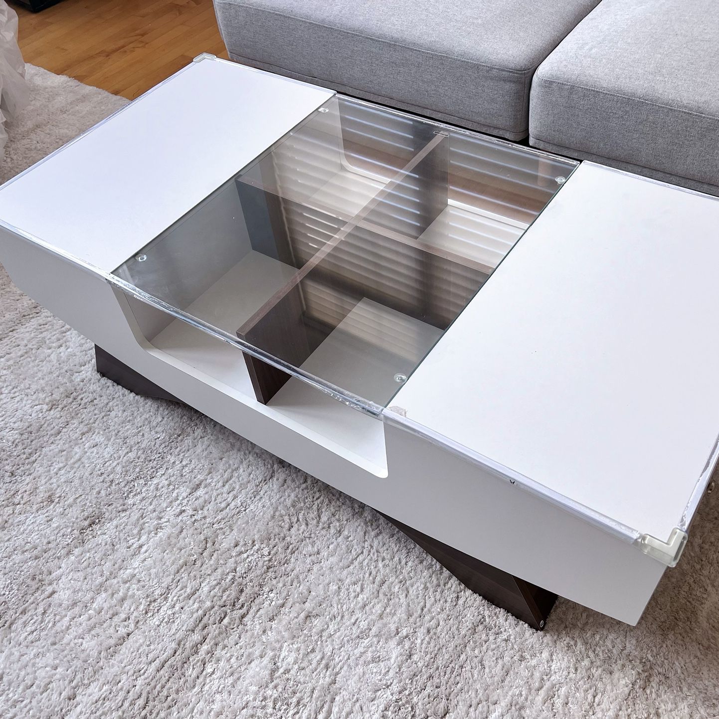 Contemporary Coffee Table with 4 Shelf 2 Drawers