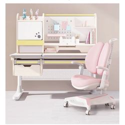 Adjustable Height Ergonomic Kids Study Desk + Chair + Desktop Light