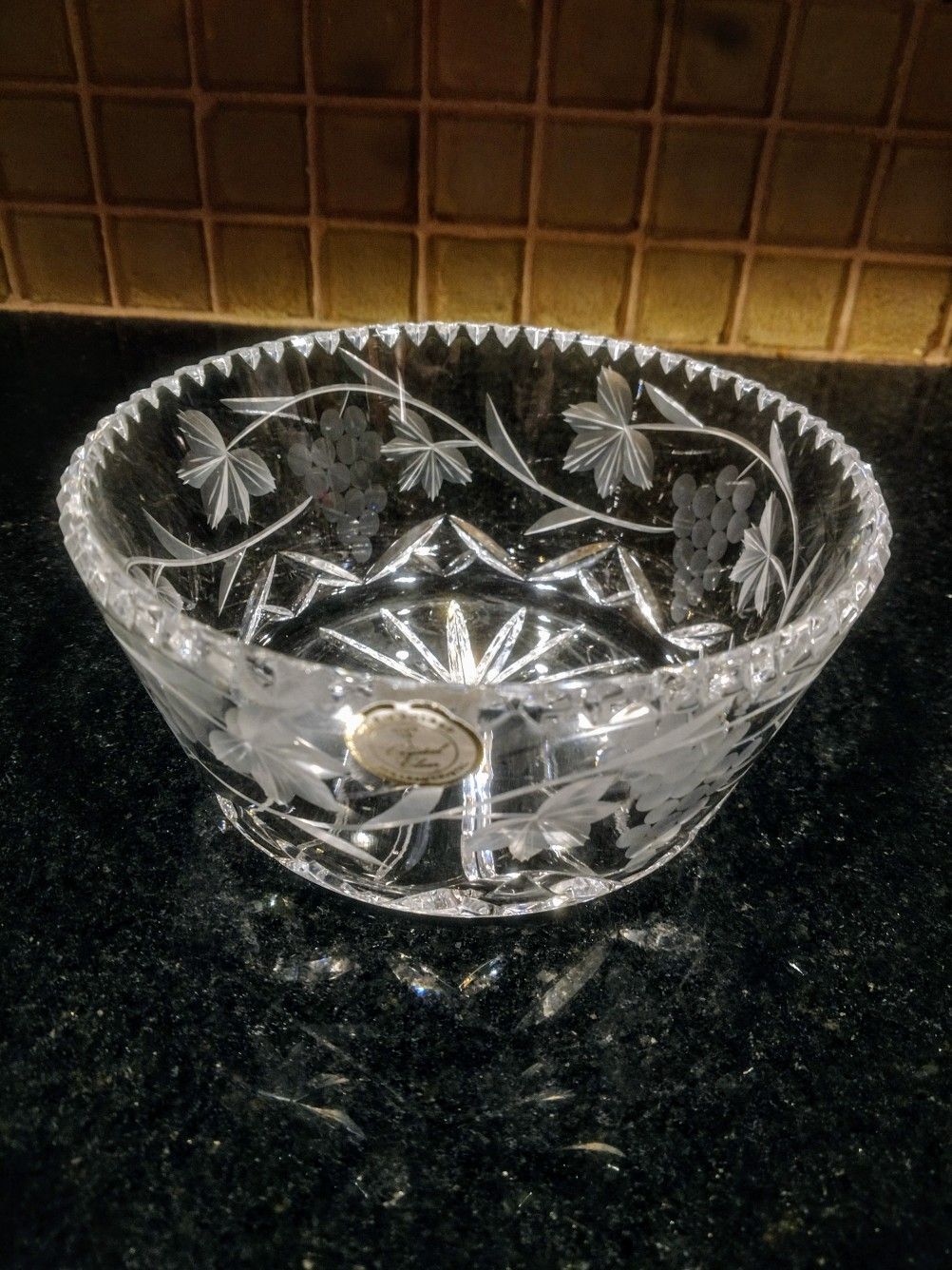 Vintage Etched Crystal Bowl