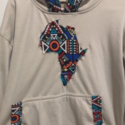 African Kinte Print Hoodie Size XL Made In Kenya