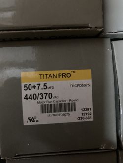 New Titan Pro Run Capacitor 50+7.5 Mfd  440/37