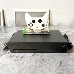 Xbox One X 1TB Console with Controller Cables & 2 Games