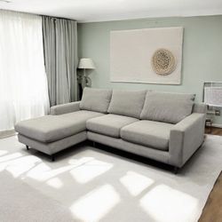 Interior Define - BRAND NEW : Sloan Left Chaise Sectional Couch - Silver Fox Chenille Fabric - We deliver & set up.
