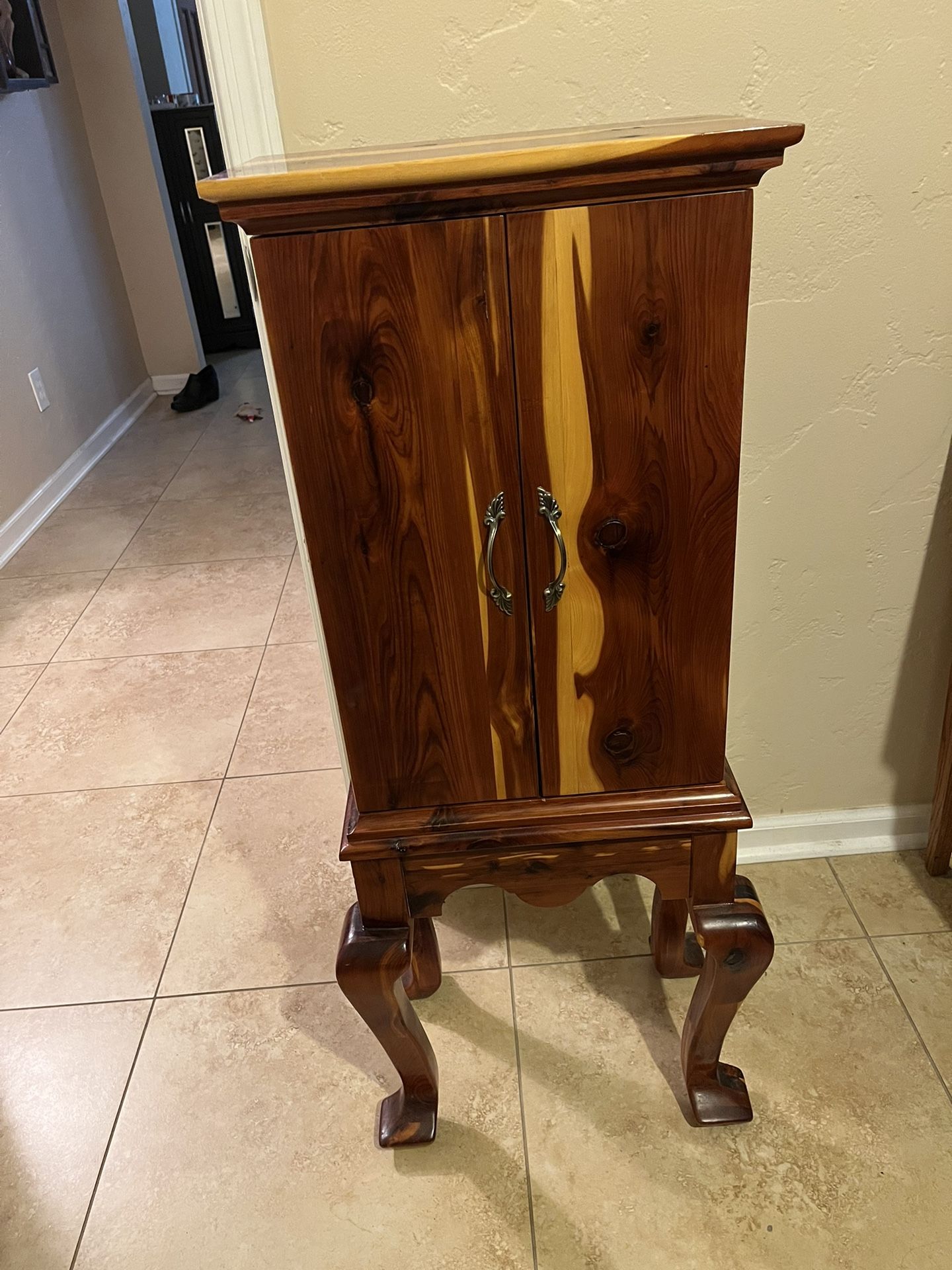 Custom Made Wood Standing Jewelry Armoire Cabinet Storage Chest 9 Drawers 2 Side Doors Cabriol Legs