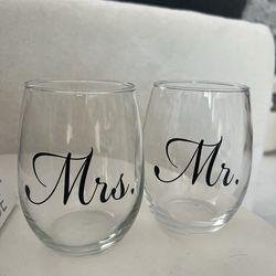 MR. + MRS. Wedding Glasses (NEW) - $20