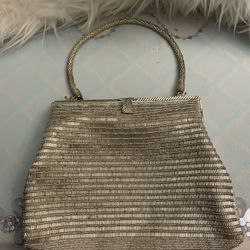 Small Vintage Metallic Mesh Design Satin Interior