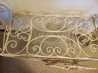 Vintage White Wrought Iron Garden Bar/Cart