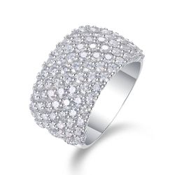 Fifty8 Moissanite Snowflake Ring, 18K White Gold Plated S925 Silver, Lace Snowflake