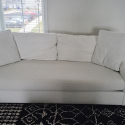 2 PIECE WHITE PLUSH COUCHES FOR SALE (Washable Covers)