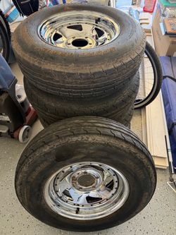 5 Chrome Trailer Wheels & Tires – ST215/75D14 – 5 Lug