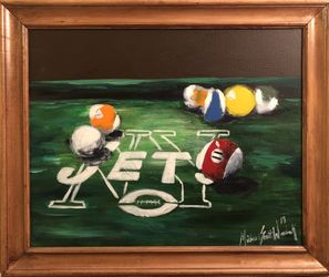 N.Y. Jets pool table art framed