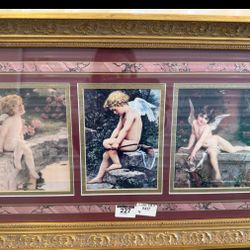 Flemish art screen featuring carved wood and images related to Flemish culture or history.