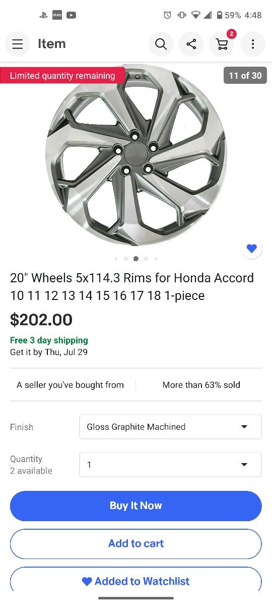 20 inch honda accord wheels for sale