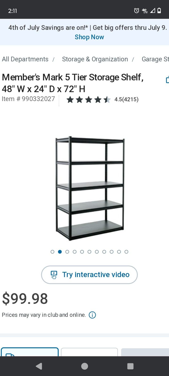 Sams Club Storage Shelf
