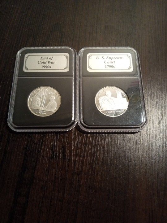 Two 1/2 Oz Silver Rounds. American History Silver Bullion Collection