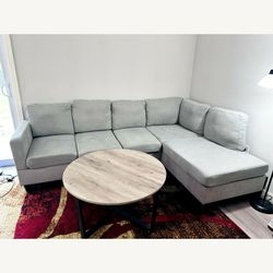 (Delivery Available) Light Grey Sectional Couch Sofa 