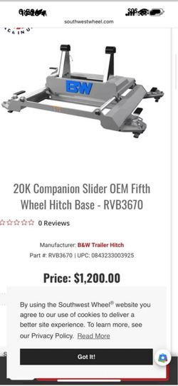 20K Companion Slider OEM Fifth Wheel Hitch Base - RVB3670