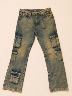 Novamen Acid Wash Cargo Denim Jeans