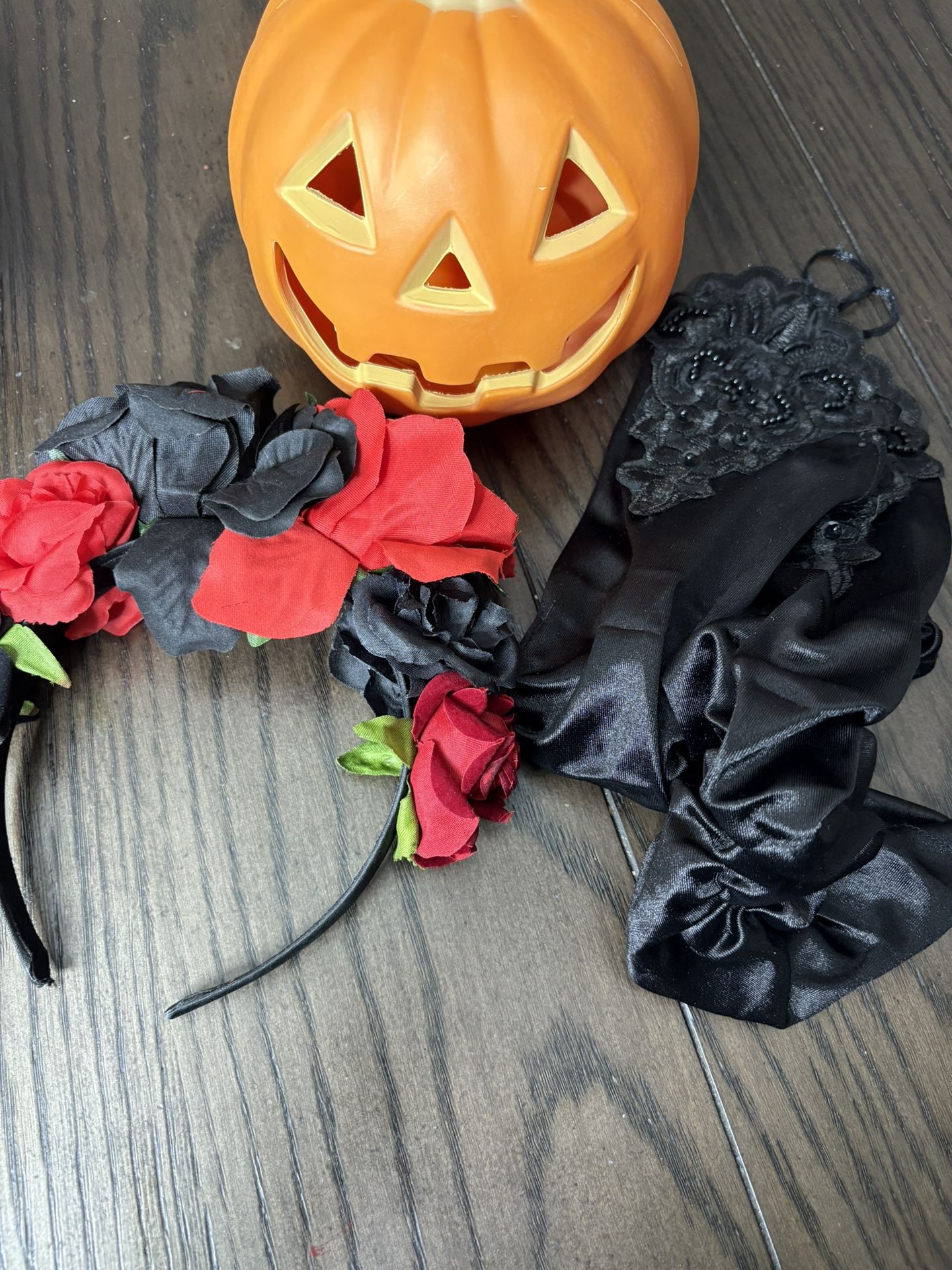 Halloween Day Of The Dead Headband Flowers Gloves Costume 