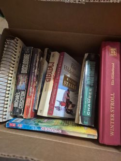 Worn box of books