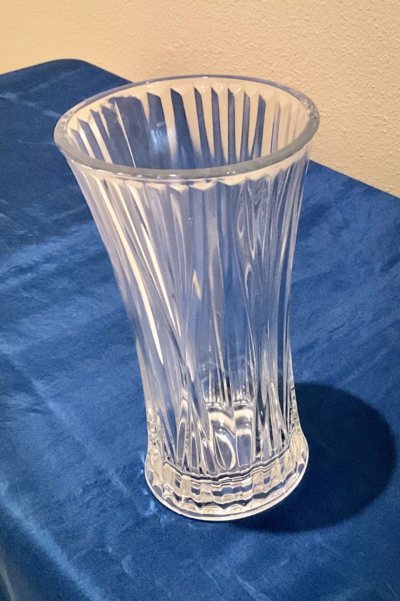 Vase Clear Pressed Glass Ribbed Trumpet - REIMS France