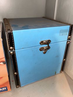 Small Blue Metal Trunk Box with Latch