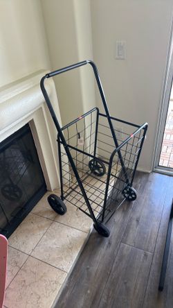 Compact Folding Shopping Trolley with Wheels in black