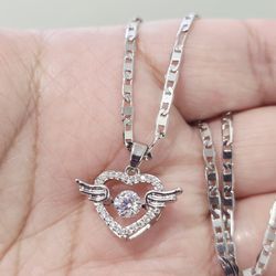 Platinum plated CZ Heart necklace